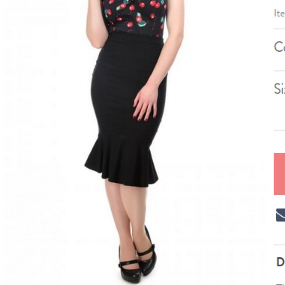 Collectif Black Winifred Fishtail Skirt